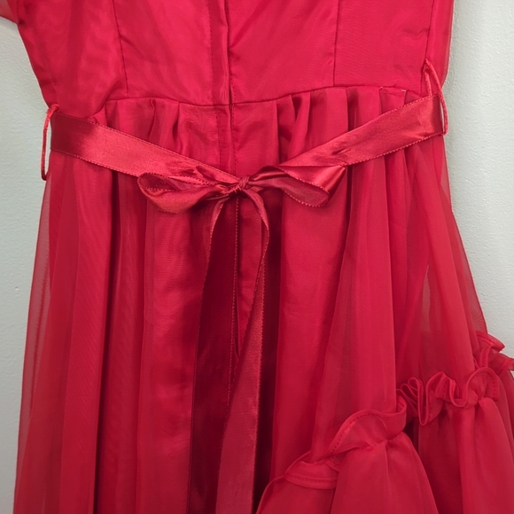 Vintage 50's Fancy Frocks By Phyliss Gerrans Party Dress Organza XS Size 3 Red - Picture 16 of 16